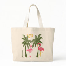 Personalisierte rosa Flamingo-Strand-Tasche
