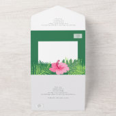 Personalisierte rosa Flamingo Tropische Hochzeit All In One Einladung (Außenbereich)