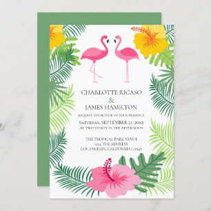 Personalisierte rosa Flamingo Tropische Hochzeit Einladung