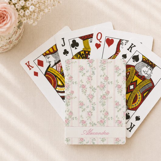 Personalisierte rosa Floral Spielkarten