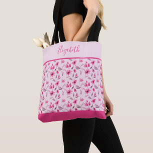 Personalisierte rosa florale Brautjungfer Hochzeit Tasche