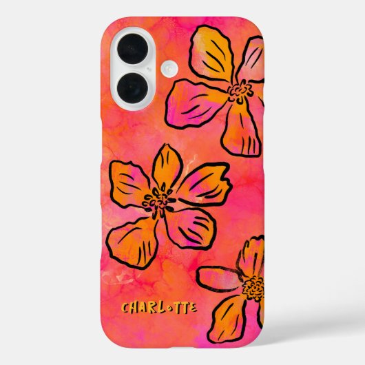 Personalisierte rosa florale Pop-Art Case-Mate iPhone Hülle (Rückseite)