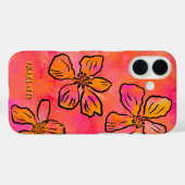 Personalisierte rosa florale Pop-Art Case-Mate iPhone Hülle (Rückseite (Horizontal))