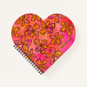 Personalisierte rosa florale Pop-Art Notizblock