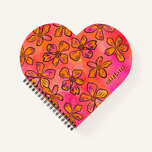 Personalisierte rosa florale Pop-Art Notizblock (Vorderseite)