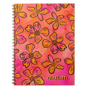 Personalisierte rosa florale Pop-Art Notizblock