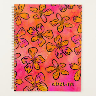 Personalisierte rosa florale Pop-Art Planer