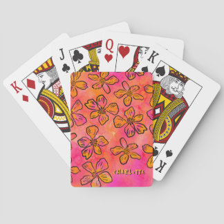 Personalisierte rosa florale Pop-Art Spielkarten
