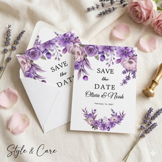Personalisierte rosa florale Save-the-Date-Karte Save The Date