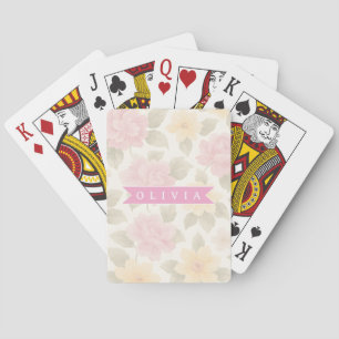 Personalisierte rosa florale weiche Pastellblumen  Spielkarten