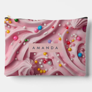 Personalisierte rosa Frosting-Swirle mit Streuseln Zubehörtasche