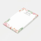 Personalisierte rosa Frühlingsblumen Post-it Klebezettel (angewinkelt)