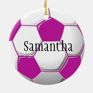 Personalisierte Rosa Fußball-Ornament Keramik Ornament