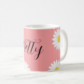 Personalisierte rosa Gänseblümchen-Blume Kaffeetasse (VorderseiteRechts)