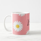 Personalisierte rosa Gänseblümchen-Blume Kaffeetasse (Links)