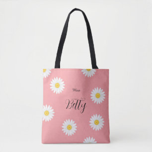 Personalisierte rosa Gänseblümchen-Blumentasche Tasche