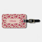 Personalisierte rosa Gänseblümchen Gepäckanhänger (Vorderseite horizontal)