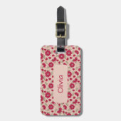 Personalisierte rosa Gänseblümchen Gepäckanhänger (Vorderseite vertikal)