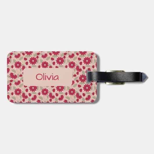 Personalisierte rosa Gänseblümchen Gepäckanhänger (Rückseite horizontal)