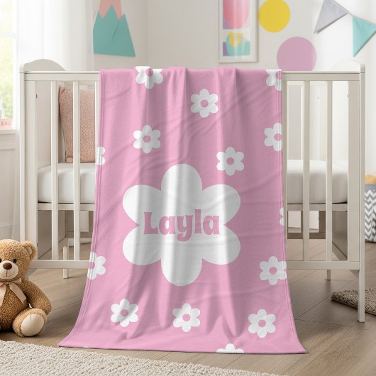 Personalisierte rosa Gänseblümchen-Name-Fleece-Dec Fleecedecke