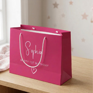 Personalisierte rosa Geburtstagsgeschenktüten Mädc Große Geschenktüte