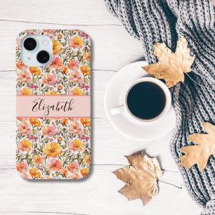 Personalisierte rosa gelbe orange Wildblumen Gesch Case-Mate iPhone Hülle