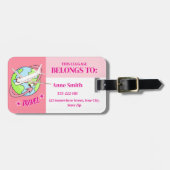 Personalisierte rosa Gepäckanhänger (Vorderseite horizontal)