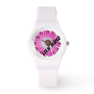 Personalisierte rosa Gerbera-Daisy Armbanduhr