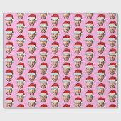 Personalisierte rosa Gesicht-Santa-Mütze-Geschenkv Geschenkpapier (Flach)