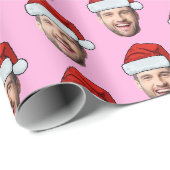 Personalisierte rosa Gesicht-Santa-Mütze-Geschenkv Geschenkpapier (Rolleneckpunkt)