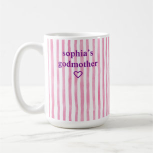 Personalisierte rosa gestreifte Taufpatin Kaffeetasse