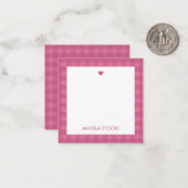 Personalisierte rosa Gingham-Grußkarte Mitteilungskarte (Vorderseite/Rückseite Beispiel)