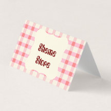 Personalisierte rosa Gingham-Klappe Visitenkarte 