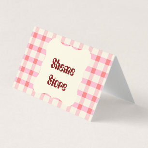 Personalisierte rosa Gingham-Klappe Visitenkarte  Visitenkarten