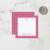 Personalisierte rosa Gingham-Notizkarte Mitteilungskarte (Vorderseite/Rückseite Beispiel)