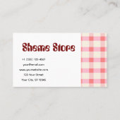 Personalisierte rosa Gingham Visitenkarte | Benutz (Rückseite)