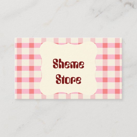 Personalisierte rosa Gingham Visitenkarte | Benutz (Vorderseite)