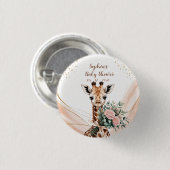 Personalisierte Rosa Giraffe Kinderdusche Butto Button (Vorne & Hinten)