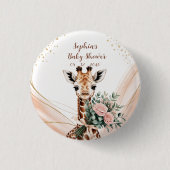 Personalisierte Rosa Giraffe Kinderdusche Butto Button (Vorderseite)