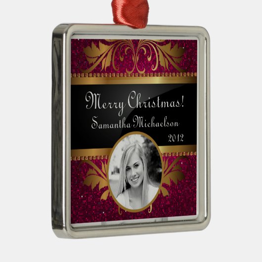 Personalisierte Rosa-Glitzer-Sequenz für benutzerd Ornament Aus Metall (Rechts)