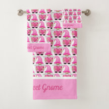 Personalisierte rosa Gnome Herzen Woodland Whimsic