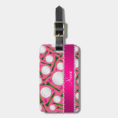 Personalisierte rosa Golfball-T-Shirtsnamensherzen Gepäckanhänger (Vorderseite vertikal)