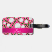 Personalisierte rosa Golfball-T-Shirtsnamensherzen Gepäckanhänger (Rückseite horizontal)