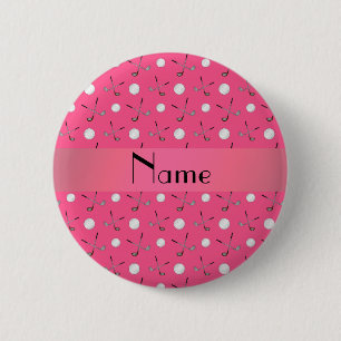 Personalisierte rosa Golfnamensbälle Button