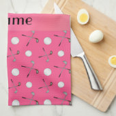 Personalisierte rosa Golfnamensbälle Küchentuch (Viertel Falte)