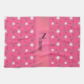 Personalisierte rosa Golfnamensbälle Küchentuch (Horizontal)