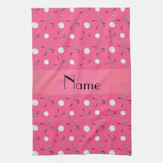 Personalisierte rosa Golfnamensbälle Küchentuch (Vertikal)