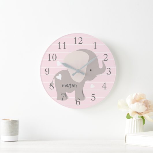 Personalisierte rosa graue große wanduhr (Zuhause)