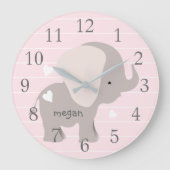 Personalisierte rosa graue große wanduhr (Vorderseite)