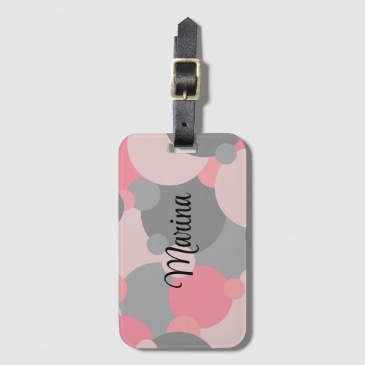 Personalisierte rosa-graue Moleküle Gepäckmarke Gepäckanhänger (Vorderseite Vertikal)